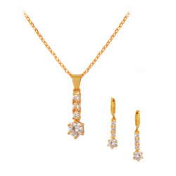 Milano Fashion 18K Gold Plated Stick Design Pendant With Cubic Zircons, ML08